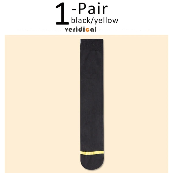 7 Pairs Man Short Silk Socks Business Thin Nylon Striped Breathable Soft Elastic Below Knee Calf Formal Wear Crew Sock Gentleman