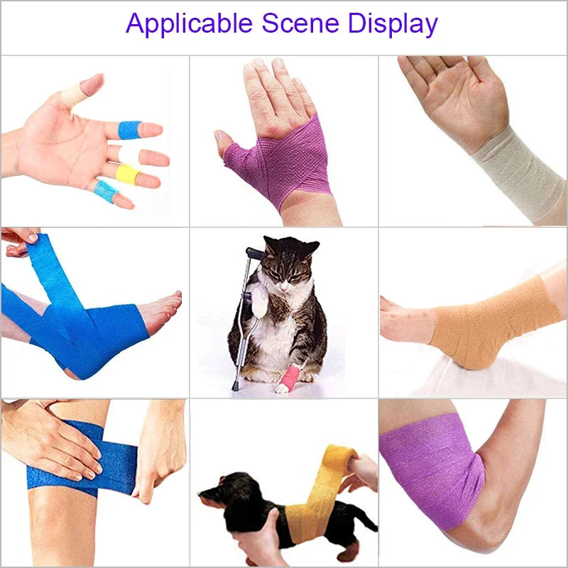 10 Rolls Athletic Wrap Tape Self Adhesive Elastic Bandage Sports Protector Knee Finger Wrist Pet Shoulder Tattoo Accessories
