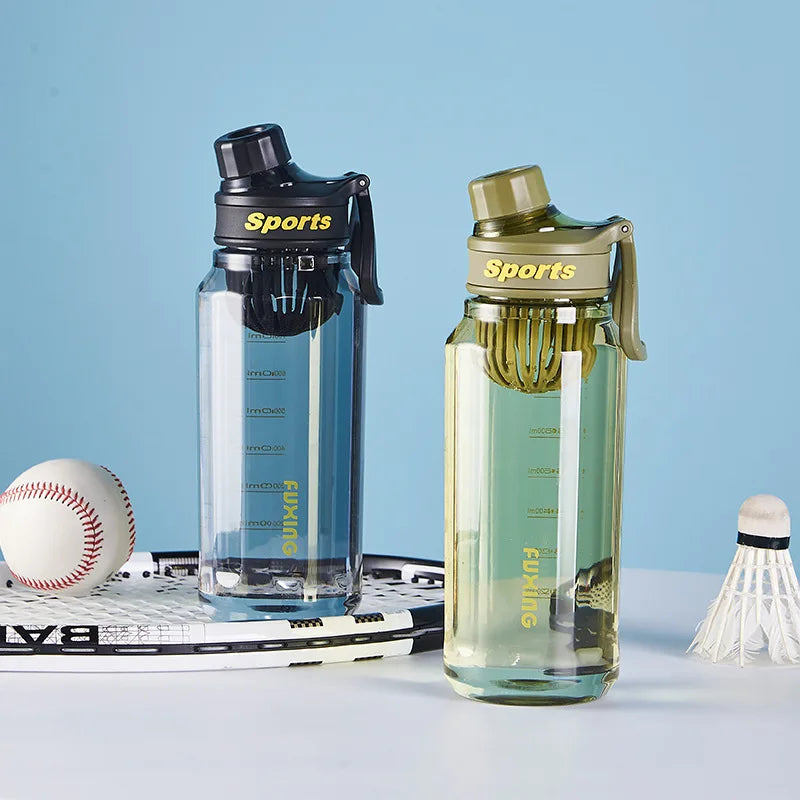 Fashion Sports Water Bottle with Scale Marker Large Capacity Leakproof Clear Drink Bottle Outdoor Sports Water Jugs