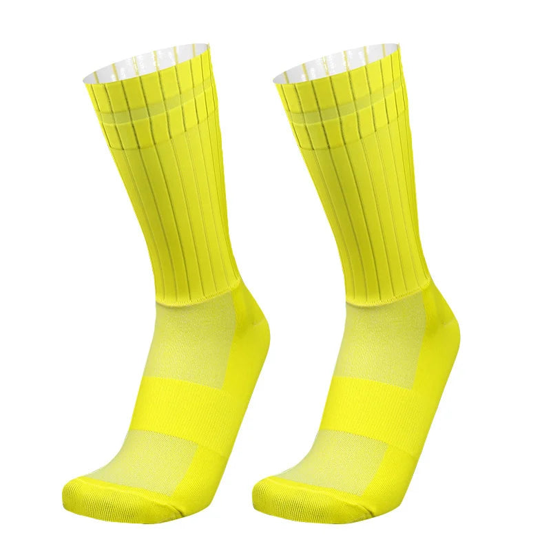 Aero Silicone Summer Anti Slip Socks Whiteline Cycling Socks Men Bicycle Sport Running Bike Socks Calcetines Ciclismo