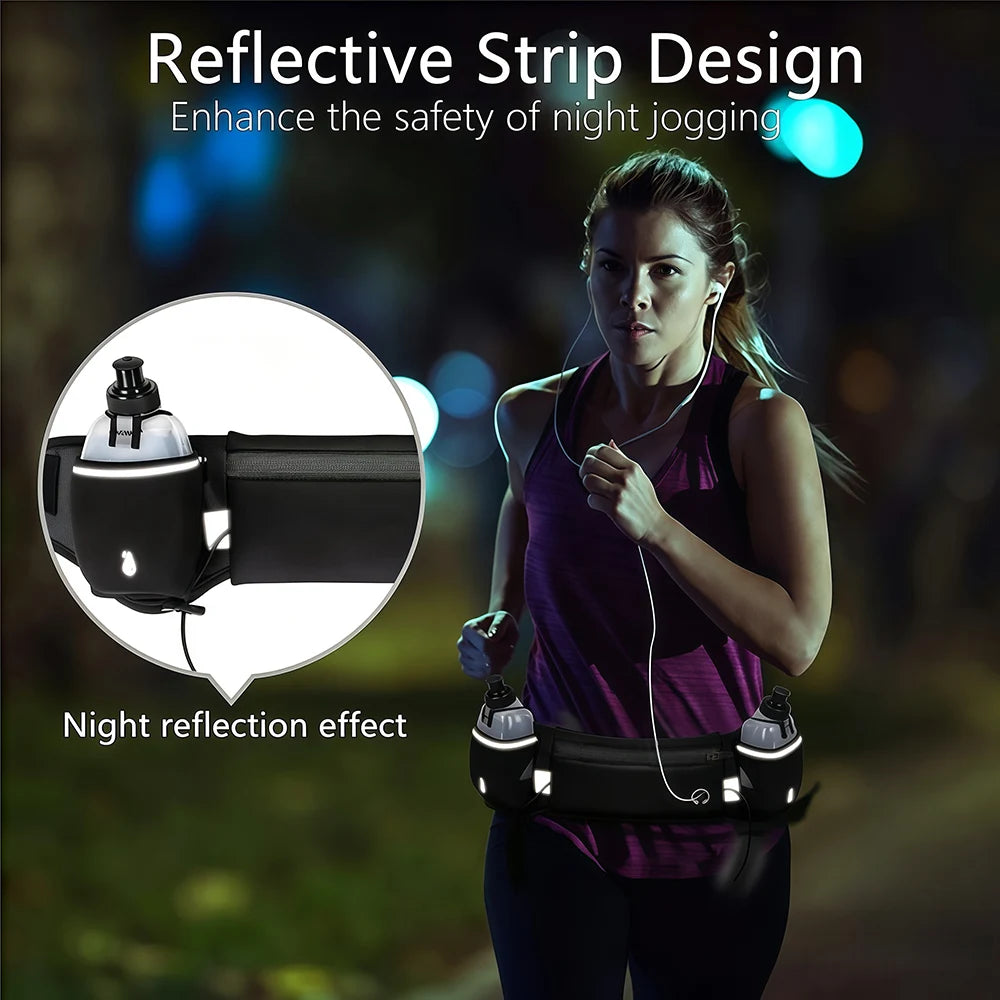 1PCS Multipurpose Running Belt with Integrated Water Bottles, Bottle Holder, Running Pouch Belt for Hiking, Climbing