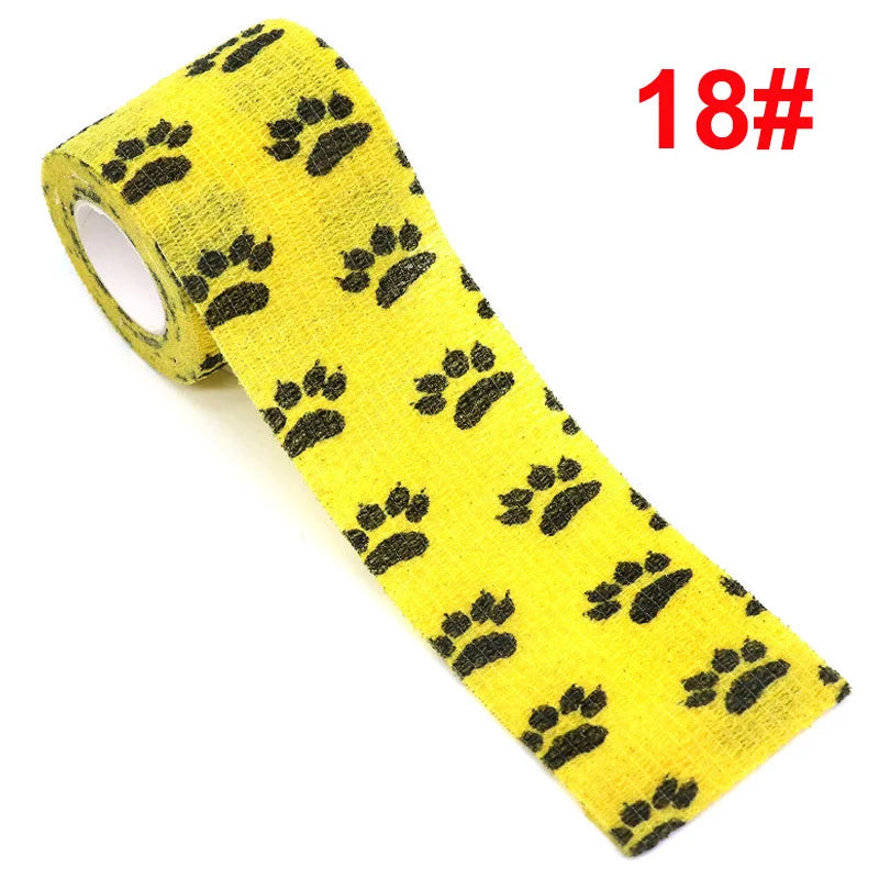 1 Pcs Printed Therapy Elastic Bandage Bands 4.8m Sports Colorful Self Adhesive Wrap Tape for Finger Joint Knee Animal Pet
