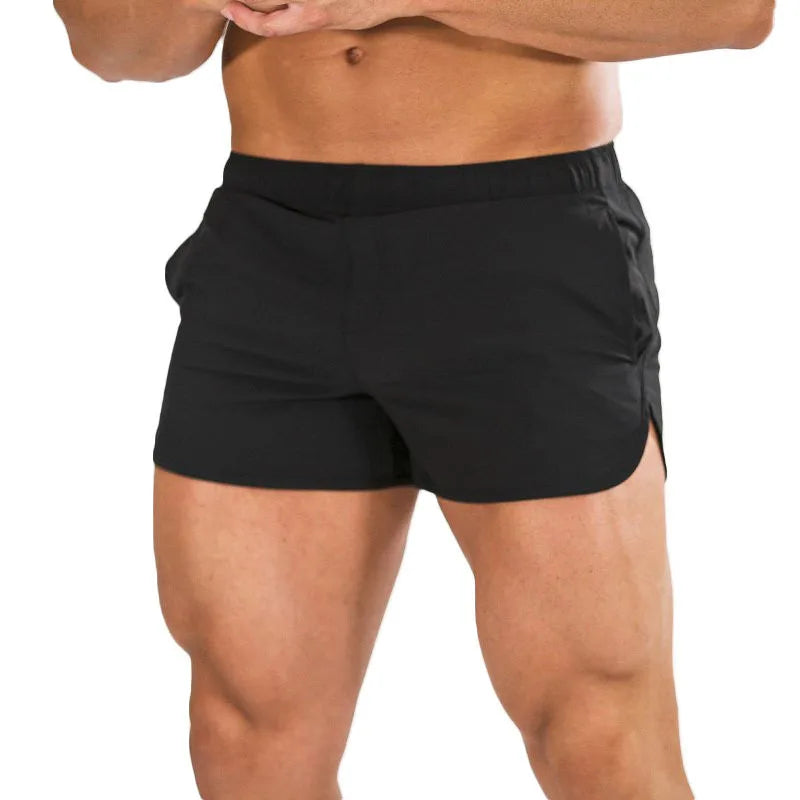 New muscle fitness outdoor shorts men's running training stretch slim fit gym casual training pants