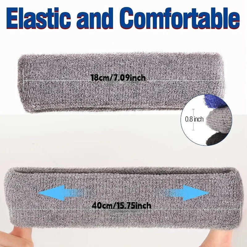 Sports Sweatbands Headband Moisture Wicking Hairband Athletic Towel Headbands Cotton Head Sweat Bands for Running, Cycling, Yoga
