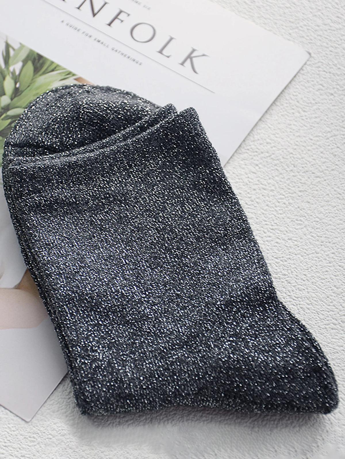 3/5/10/15 Pairs Random Solid Color Glitter Crew Socks ,Random Solid Color Glitter Crew Socks , Comfortable & Versatile for Women