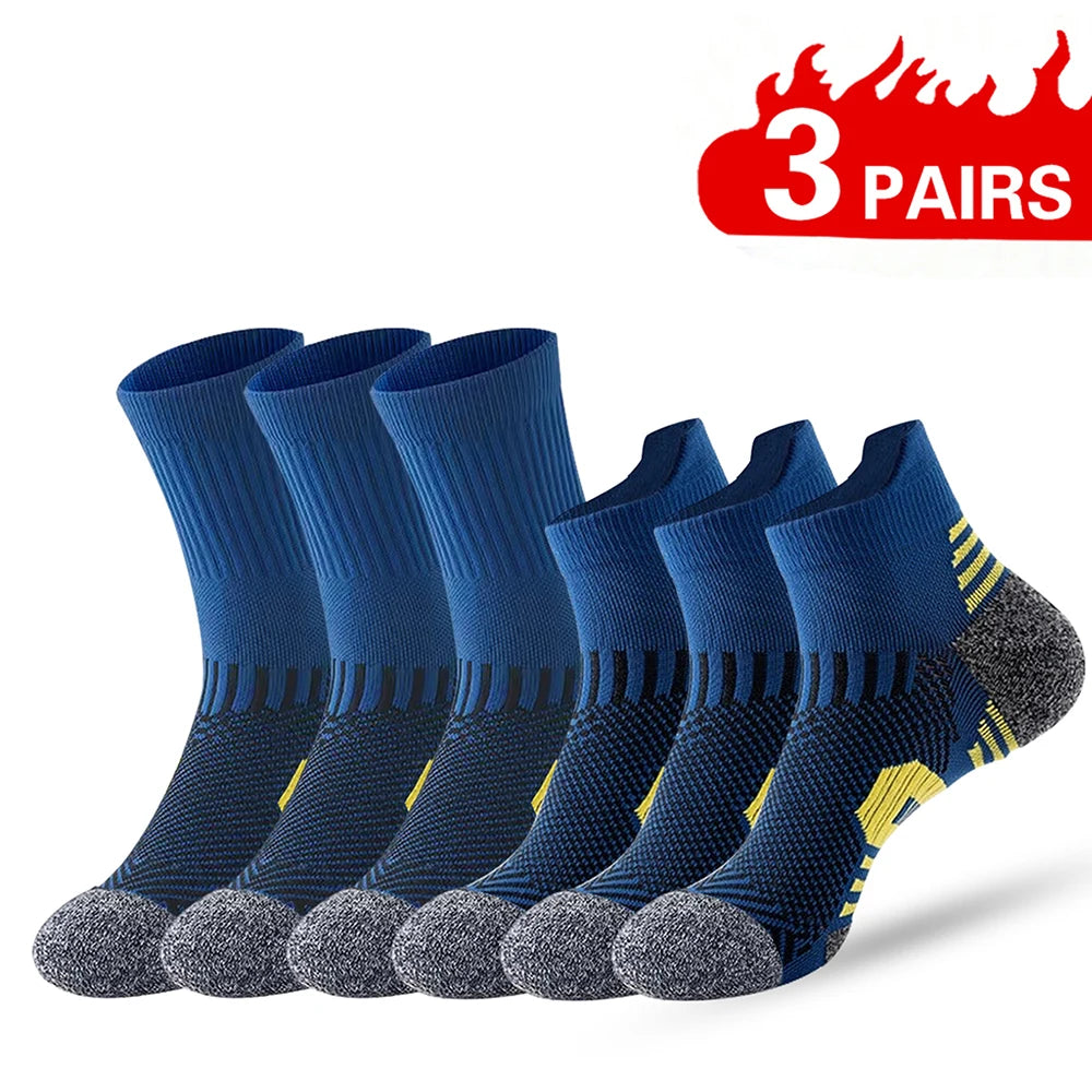 3/1 Pairs Professional Sport Socks Men's marathon running Compression Long Socks Outdoor Mountain climbing Training Short Sox