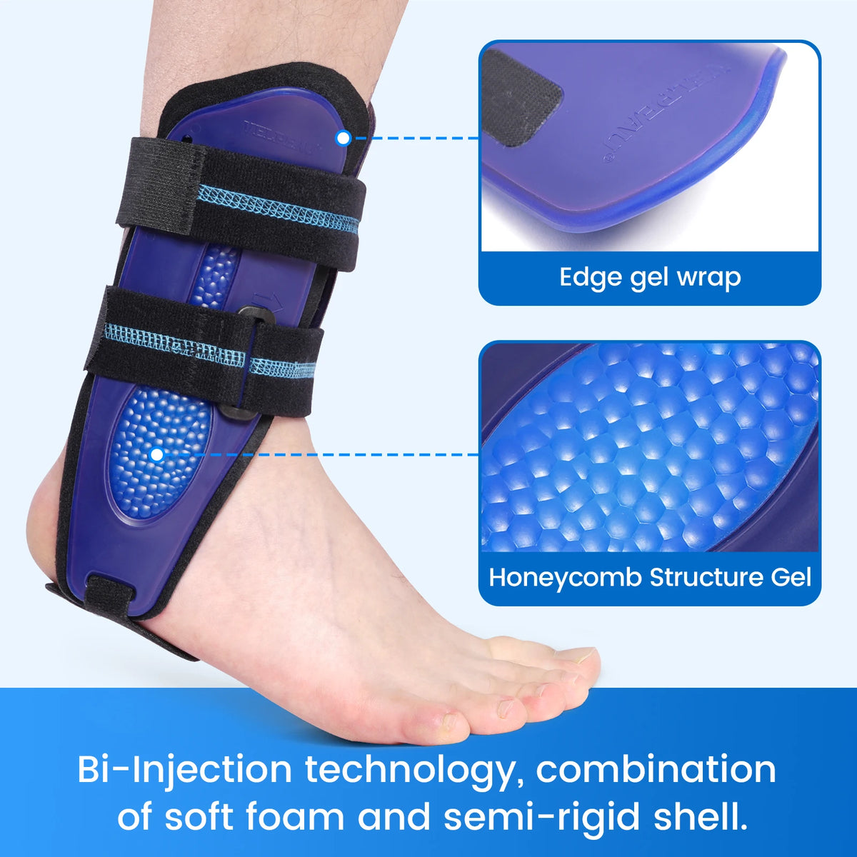 VELPEAU Stirrup Ankle Brace for Sprains Tendonitis Ligament Injury, Adjustable Ankle Splint Stabilizer Fits Left and Right Feet