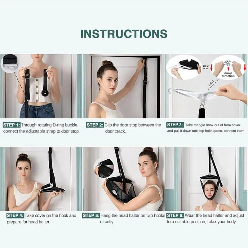 Neck Stretcher Neck Traction Device Neck Traction Corrector Over The Door Spine Stretching Kit for Men Women Neck Relaxation