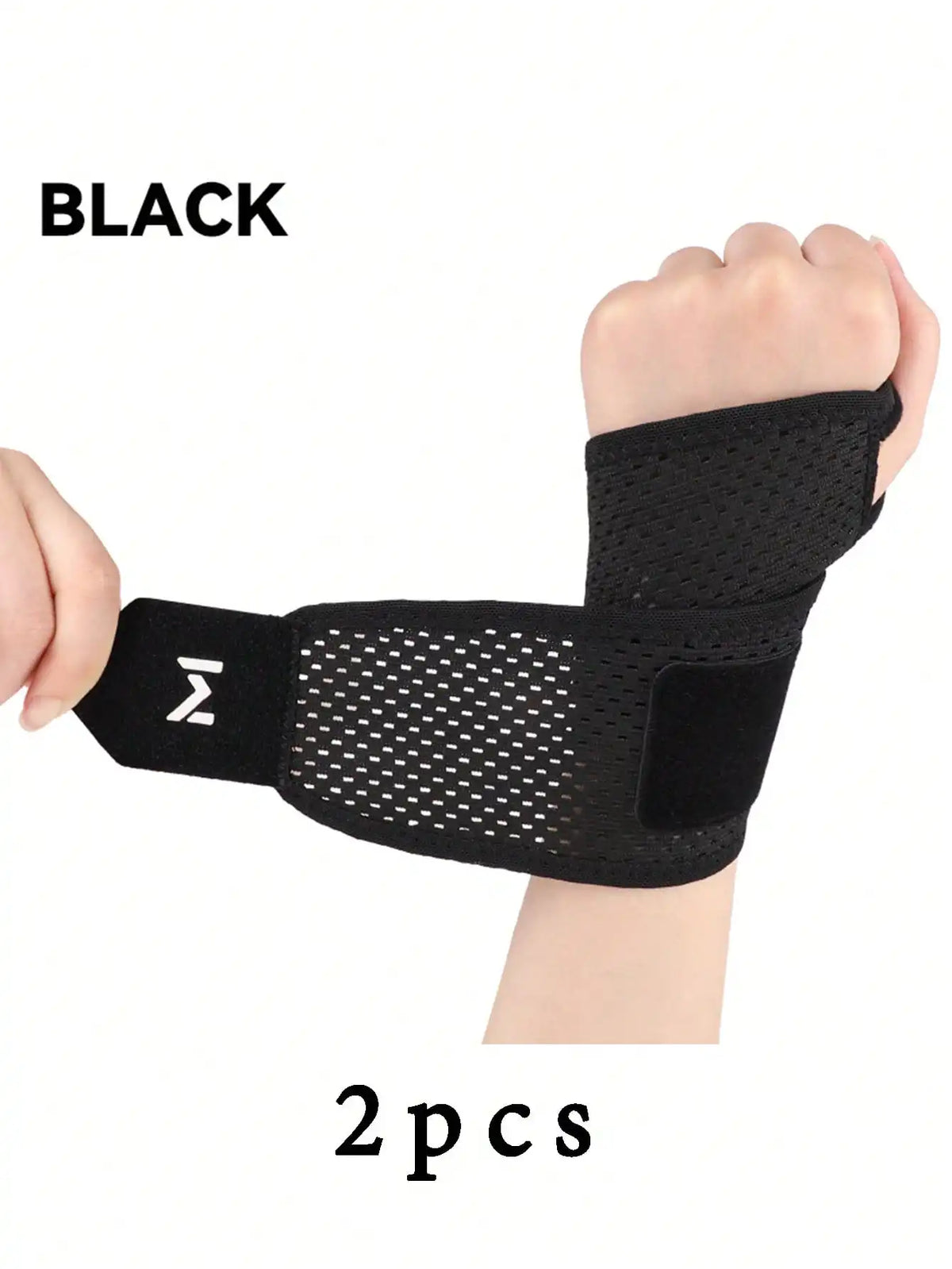 2pcs Adjustable Wrist Strap Sports Wrist Support Brace Black Weightlifting Wristband For Men & Women Badminton Tennis Gym