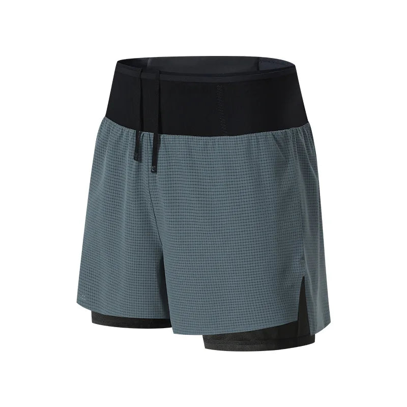 Mens Summer Running Shorts Double Layer Fake Two Piece Marathon Fitness Basketball Hiking Quick Dry Breathable Outdoor Sports