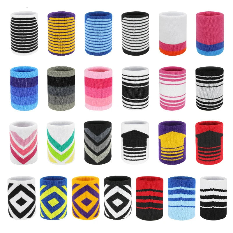 1 Pair Colorful Polyester Cotton Adult Kid Sport Sweat Band Sweat Absorption Wrist Protector Running Tennis Safety Wrist Support