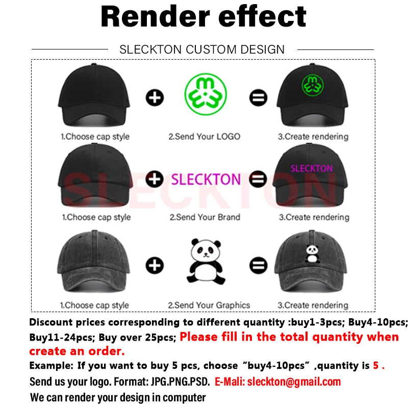 SLECKTON Custom Logo Embroidery Print Baseball Cap for Men and Women Customized Truck Hat Brand Design DIY Nylon Hat