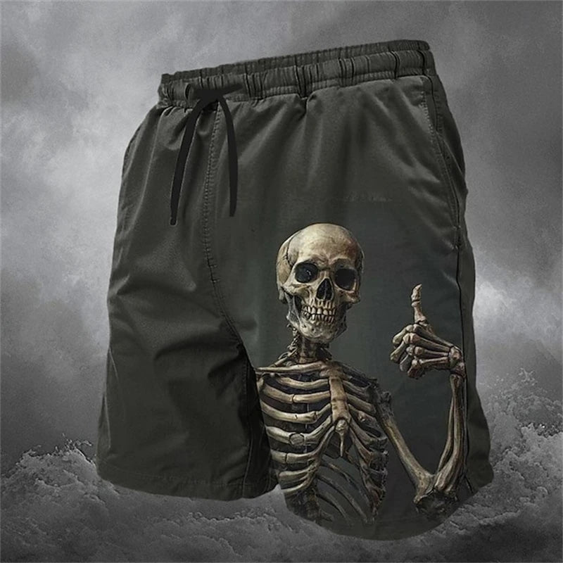 Fashion Horror Skull Pattern Beach Shorts For Men Fashion Summer 3D Printed Swim Trunks Loose Streetwear Hip Hop Short Pants