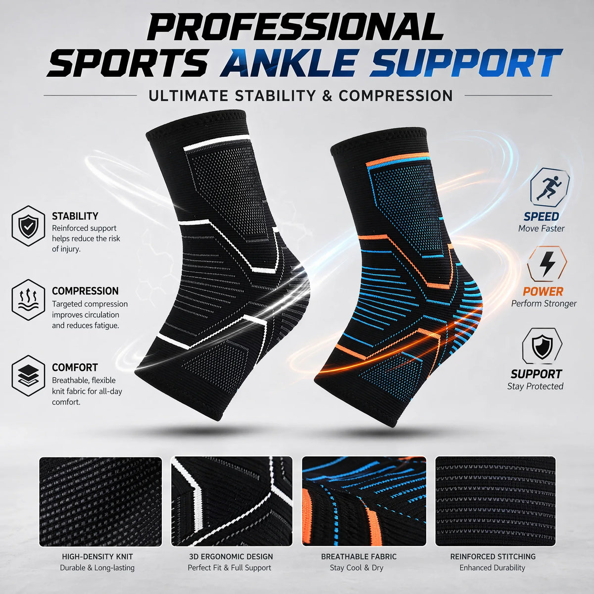 1 PCS Ankle Brace Compression Sleeves Injury Recovery Joint Pain Tendon Support, Plantar Fasciitis Foot Socks with Arch Support