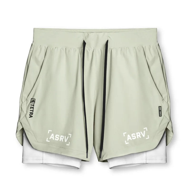ASRV Mens Quick Dry 2 in 1 Double-deck Shorts Gym Fitness Basketball Jogger Short Pants Summer Sports Workout Bottoms Sweatpants