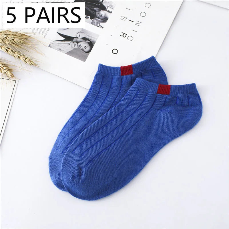 5 Pairs Socks Womens Summer Autumn Socks Women Quality Cotton Cute Set Japanese Style Sports Fashion Short Ankle Socks Harajuku