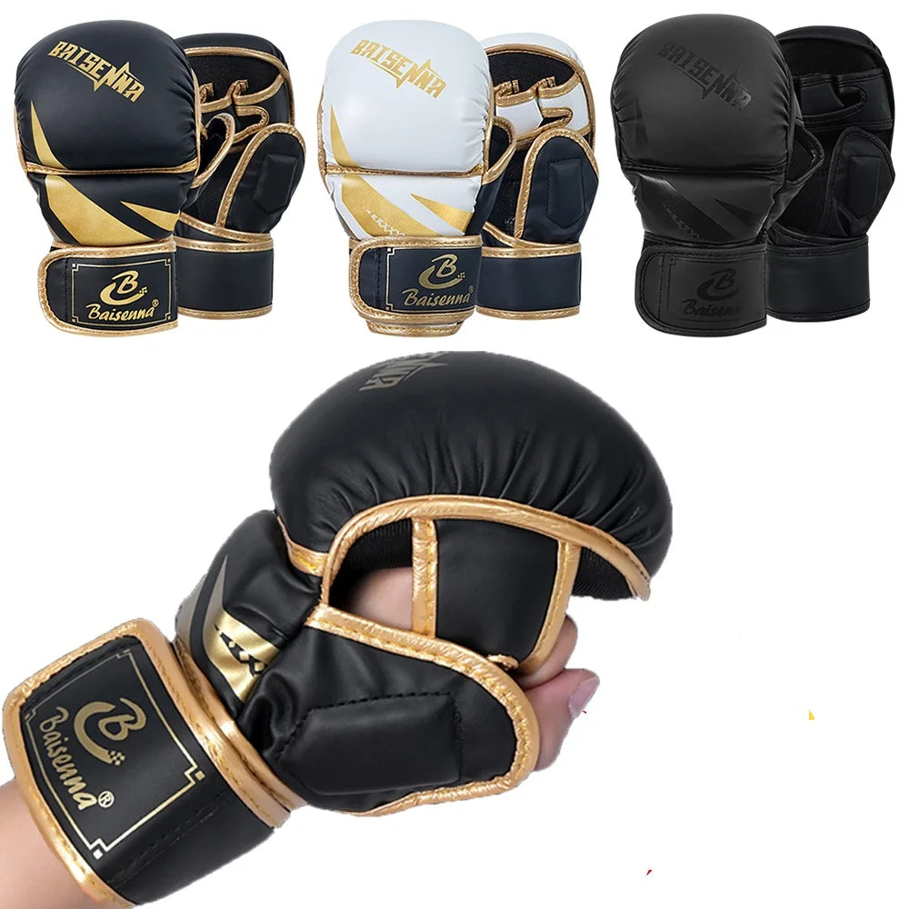 Professional MMA Boxing Gloves Half Finger Sandbag Karate Muay Thai Training Gloves PU Adult Kids Thickened Boxing Equipment