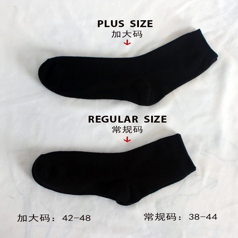 10Pairs Men's Pure Cotton Socks Autumn winter Black White Business Casual Men's and Women's High Quality Plus Size EU42-48