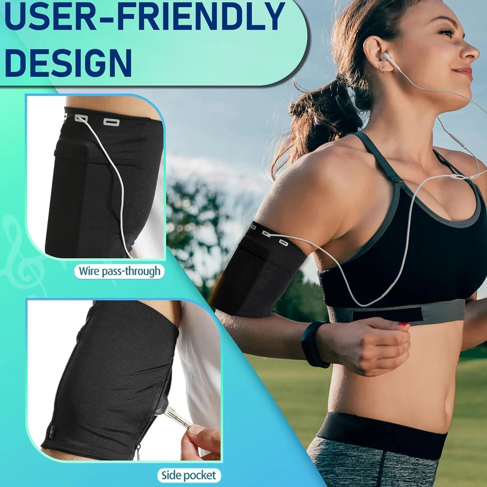 Running Phone Holder Arm Bag, Phone Armband with Larger Storage Space, Sturdy Zipper for Running, Working Out, Hiking and Biking