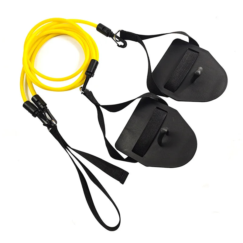 Swimming Resistance Band Set with Hand Paddles Handles Exercise Workout Bands for Women Men 1.2m Stretch Cord