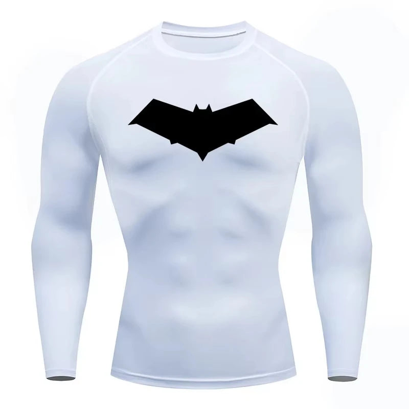 Bat Print Men's Compression T-Shirt Quick Dry Gym Workout Top | Summer Fitness Rashguard for Running & MMA ZY0037