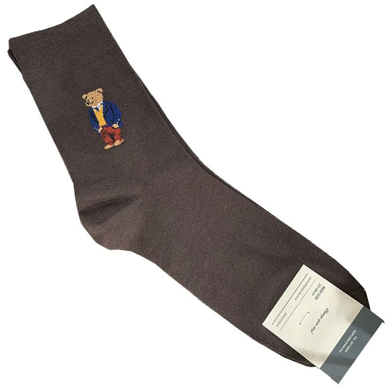 Good Quality Cartoon Gentleman Bear Men's Socks Cotton Harajuku Style Sport Boys Skateboard Novelty Breathable Christmas Gifts