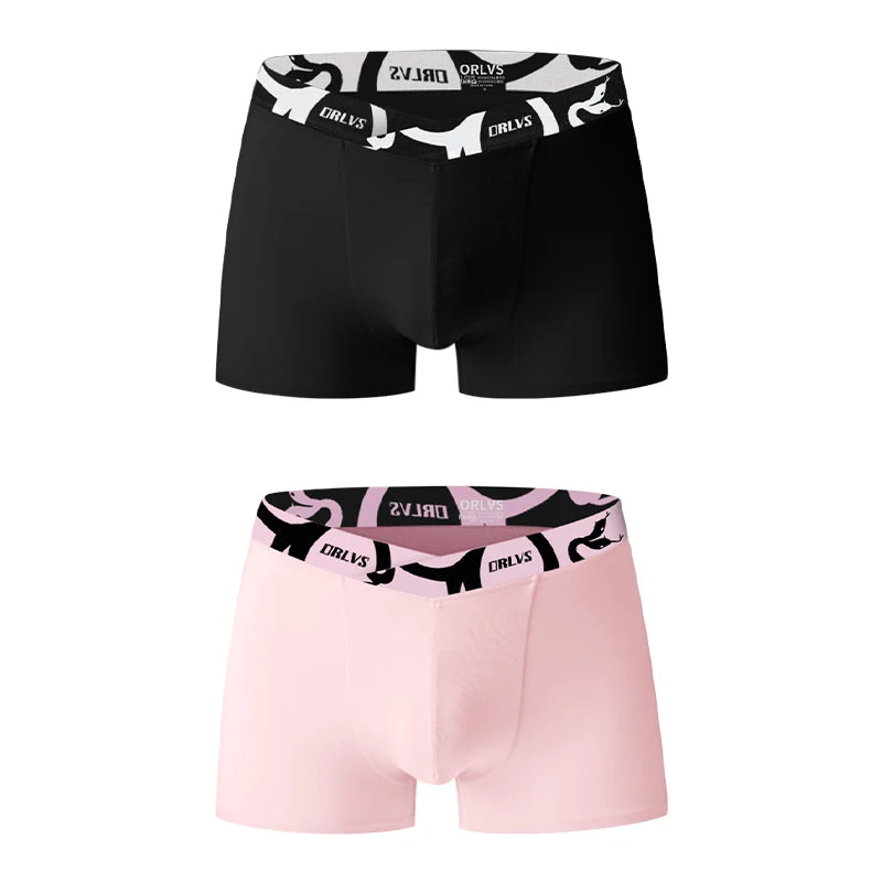 ORLVS Soft Modal Men's Underwear Big V Cut Boxer Briefs No Roll Waistband Trunks with Double Layer Crotch for Daily & Sports