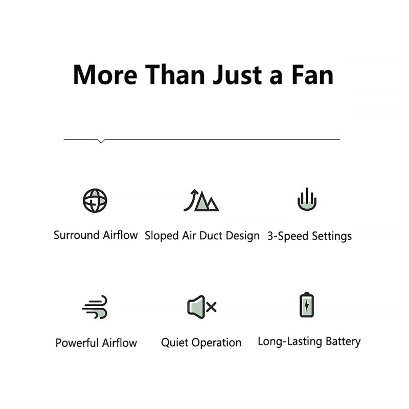 Lenovo Portable Neck Fan Bladeless USB Rechargeable Hands Free Wearable Mini Personal Cooling Fan 3 Speeds Outdoor Travel