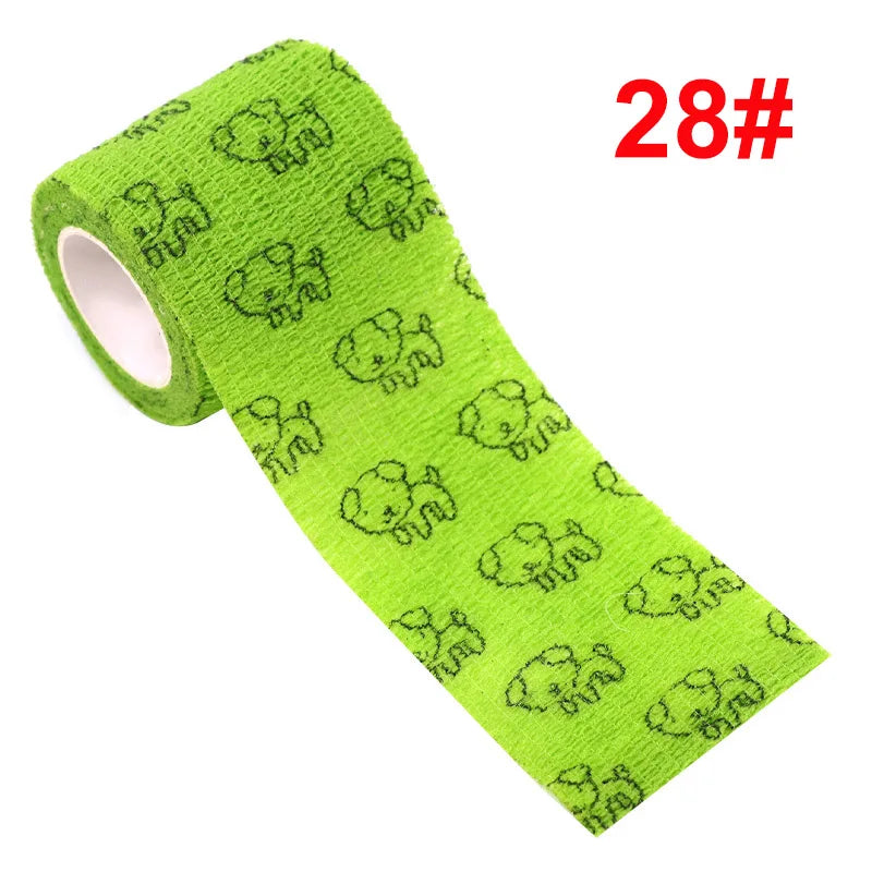 1 Pcs Printed Therapy Elastic Bandage Bands 4.8m Sports Colorful Self Adhesive Wrap Tape for Finger Joint Knee Animal Pet