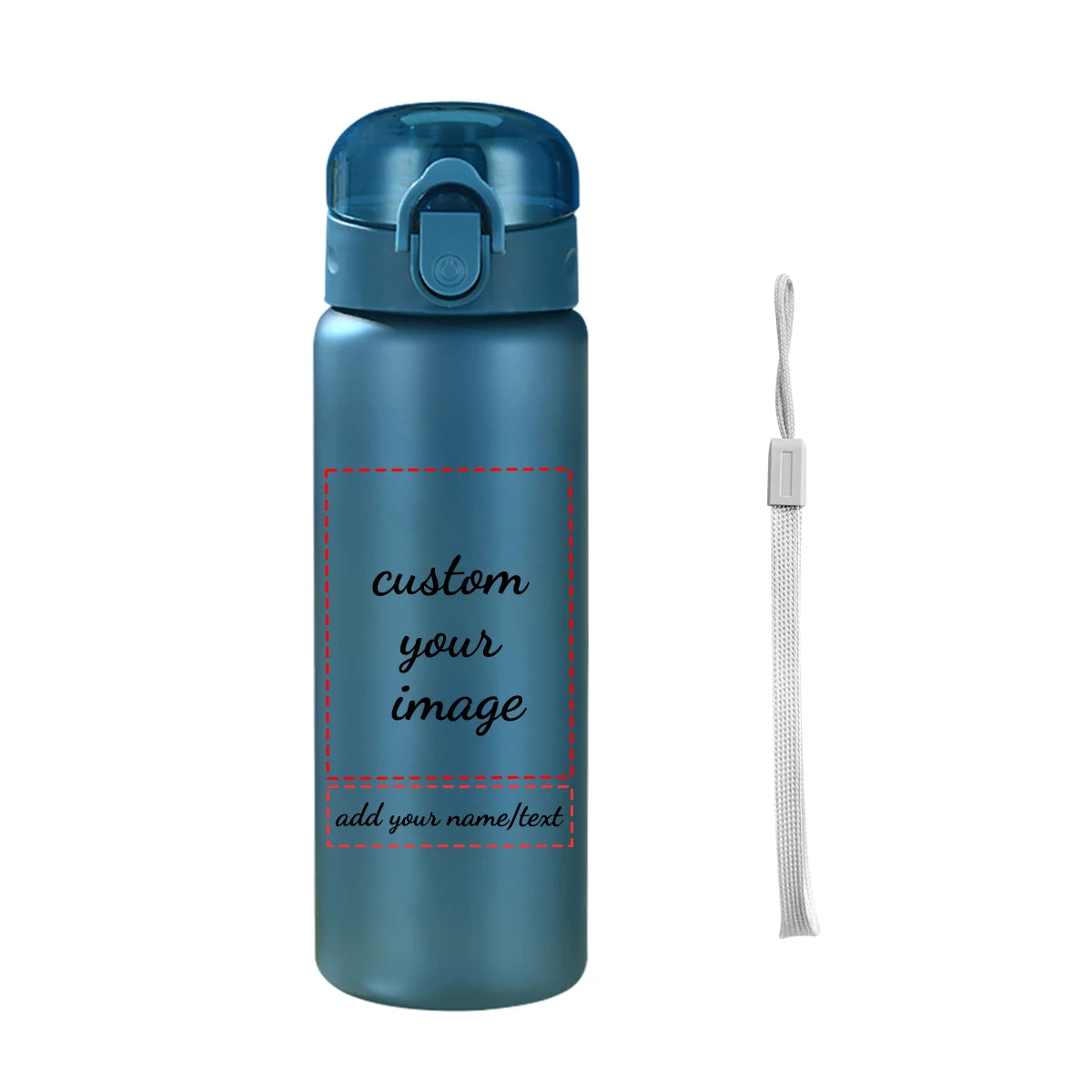 1pc Customized Sports Water Bottle, Photo&text, 780ml/26oz Outdoor Travel Leakproof Plastic Water Bottle with Rope
