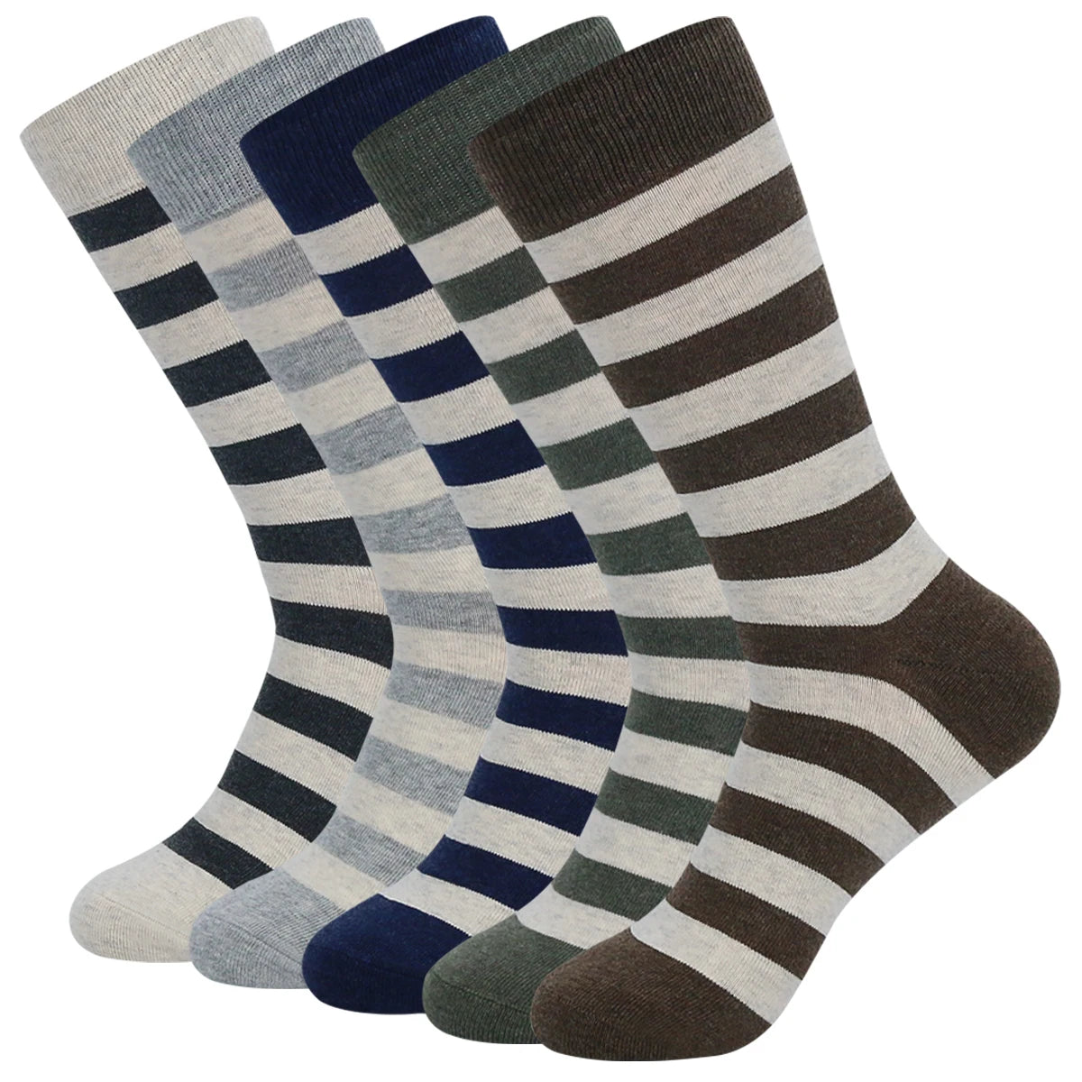 5 Pairs Mens Dress Socks Plus Large Size,High Quality Combed Cotton Crew Socks,Black Cool Argyle Breathable Casual Socks for Men