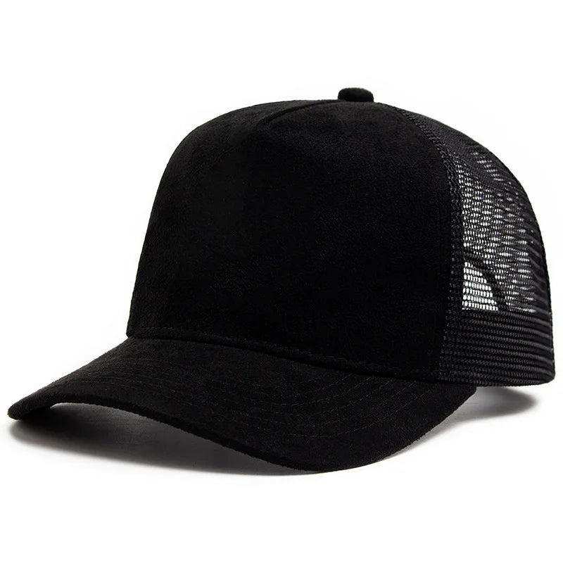 Unisex Hot Selling 5 Panel Mesh Suede Trucker Hat Men High Quality Baseball Cap Spring Summer Breathable Adjustable Sports Hats