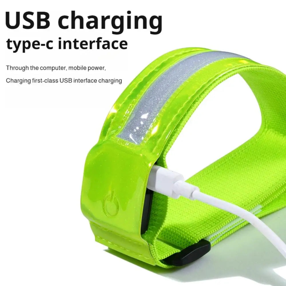 USB Charging LED Light Luminous Armband Bracelet Night Reflective Safety Belt Outdoor Sports Night Running Cycling Leg Arm Band