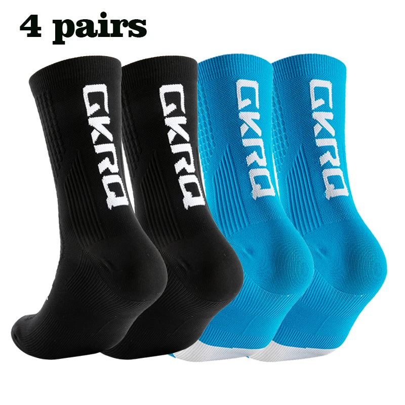 GKRQ 4pairs 2025 New Cycling Socks Bike Nurse Compression Road Bike Running Mtb Knee-high White Sports Funny Brand Black