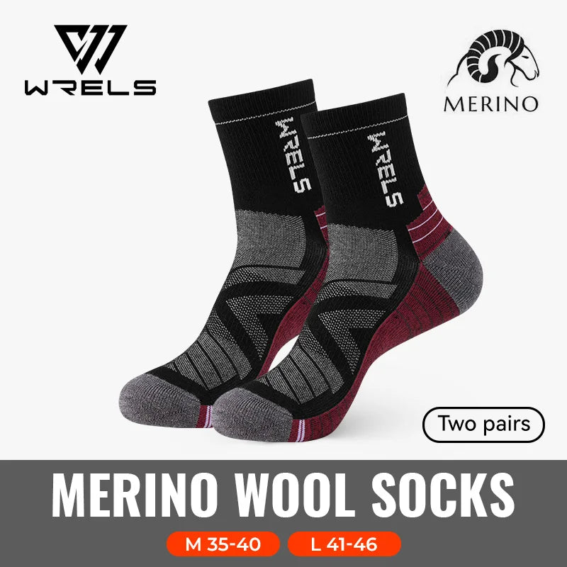 WRELS 1/2/3pairs Merino Wool Socks Thermal Warm Winter High Elastic Thick Hiking Socks Moisture Absorption Wool Sports Socks