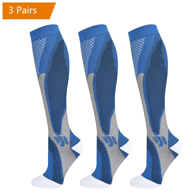 3 Pairs Compression Socks Men Gym Outdoor Football Natural Hiking Cycling Socks Varicose Veins Diabetes Swelling Pregnancy Socks