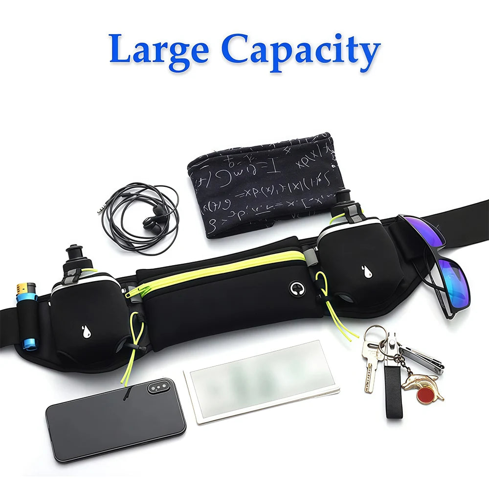 1PCS Multipurpose Running Belt with Integrated Water Bottles, Bottle Holder, Running Pouch Belt for Hiking, Climbing