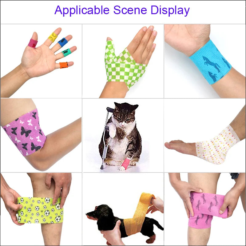 12 Pcs 4.8m Elastic Self-Adhesive Bandage, Sports Wrap Tape for Knee Ankle Shoulder Finger Support