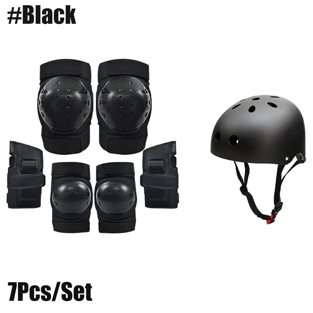 Professional Sports Roller Skating Protective Gear Knee Elbow Support Wrist Guard Helmet Set Skateboard Protector for Kids Adult