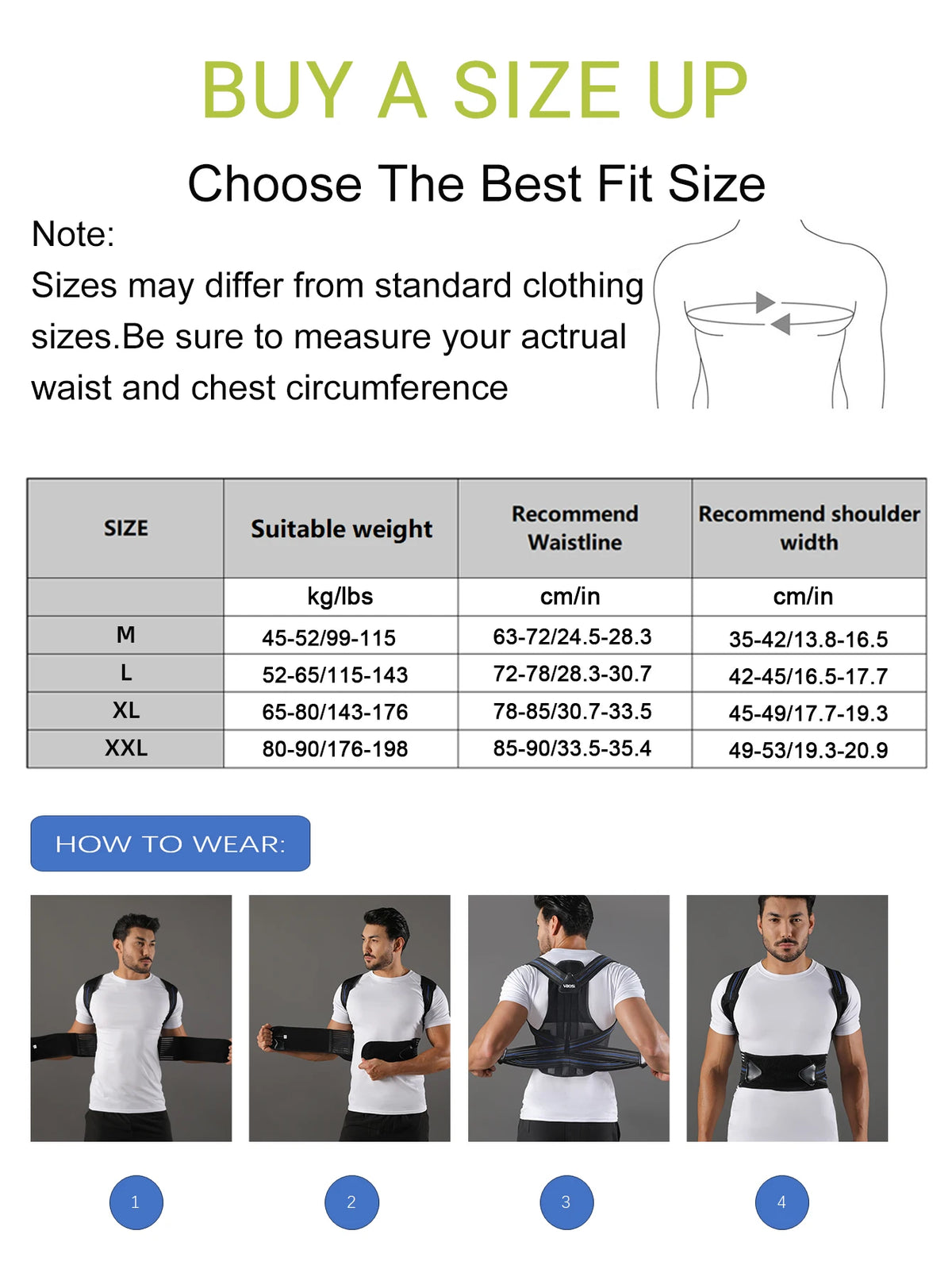 VBOSi Adjustable Back Support Posture Corrector for Men And Women