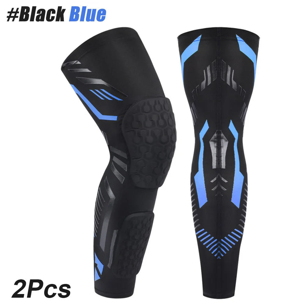Anti-collision Padded Knee Compression Brace Long Leg Sleeves for Sports Basketball, Football, Volleyball,Knee Pads Shin Support
