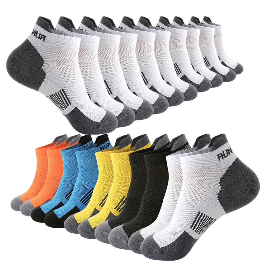 5/10 Pairs Men's Breathable Ankle Socks Mesh Casual Athletic Sports Short Socks Thin Cut for Summer Size 38-45