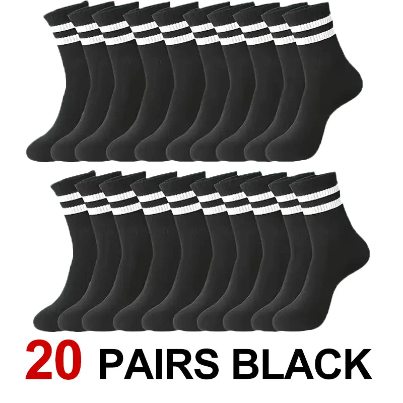 10/20 Pairs Neutral Solid Color Round Neck Socks Spring Summer Sweat Absorbing Breathable Comfortable All-season Sports Socks