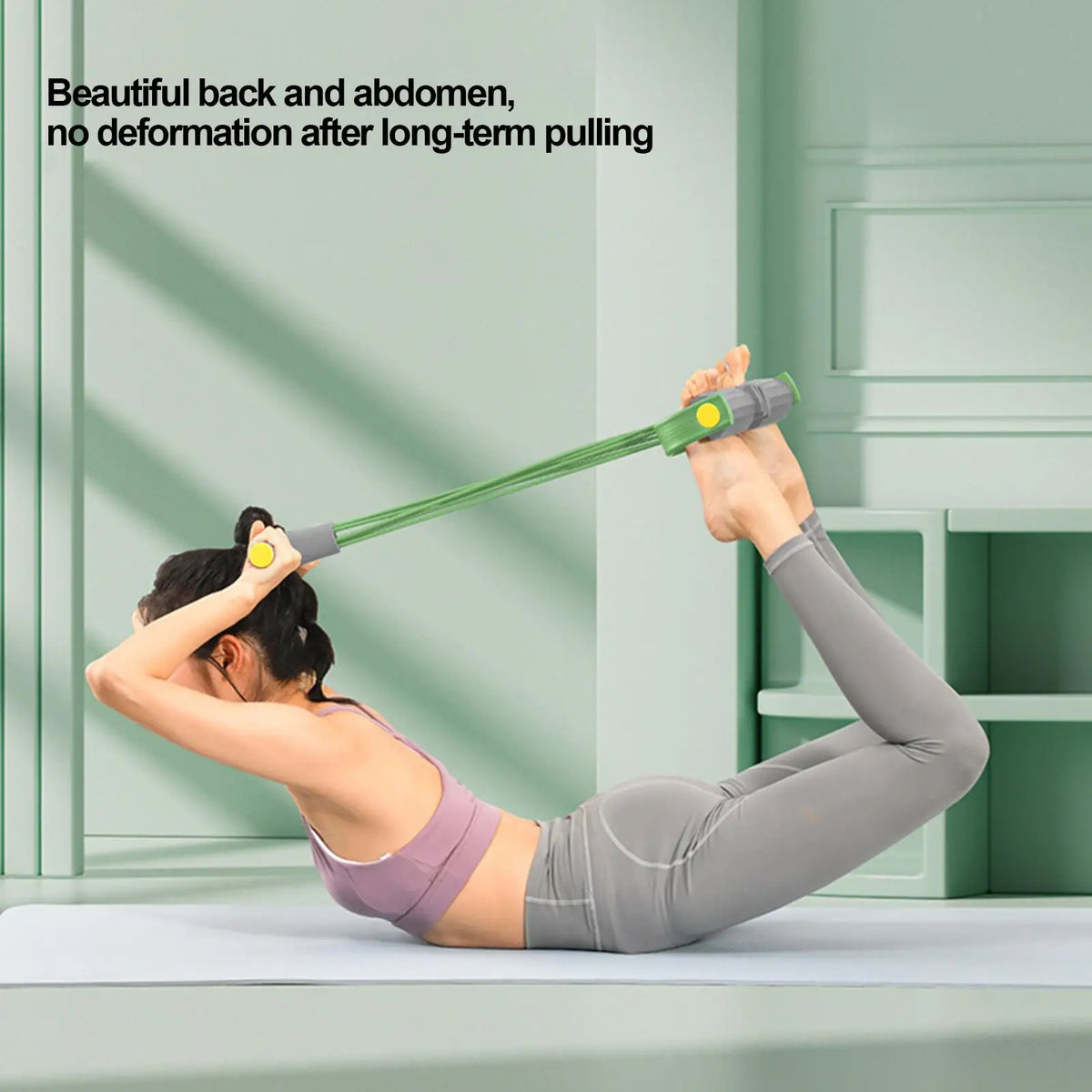 Foot Pedal Resistance Band 4-Tube Pedal Tension Rope Yoga Elastic Pull Rope Fitness Sit-up Exercise Equipment for Home Gym