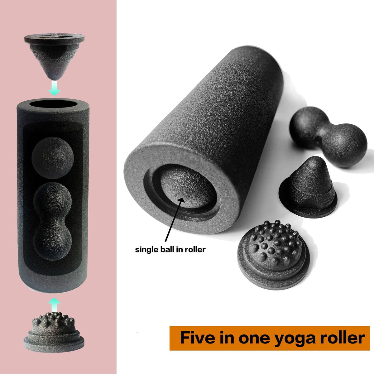 5-in-1 Fascia Roller Set Muscle Recovery Set-Vibrating Foam Roller&Peanut Massage Ball for Back,Neck,Leg Yoga Workout
