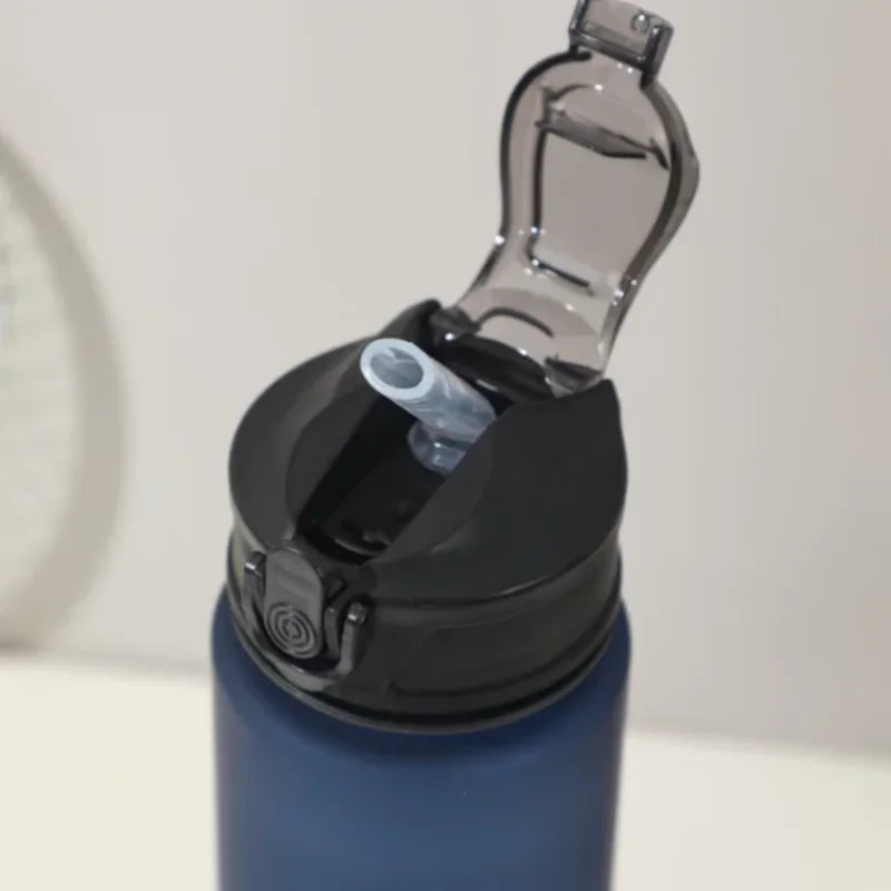 750ML Leak-Proof Sports Water Bottle with Straw and Carrying Loop BPA-Free Portable Mug with Seal Lid for Fitness Camping
