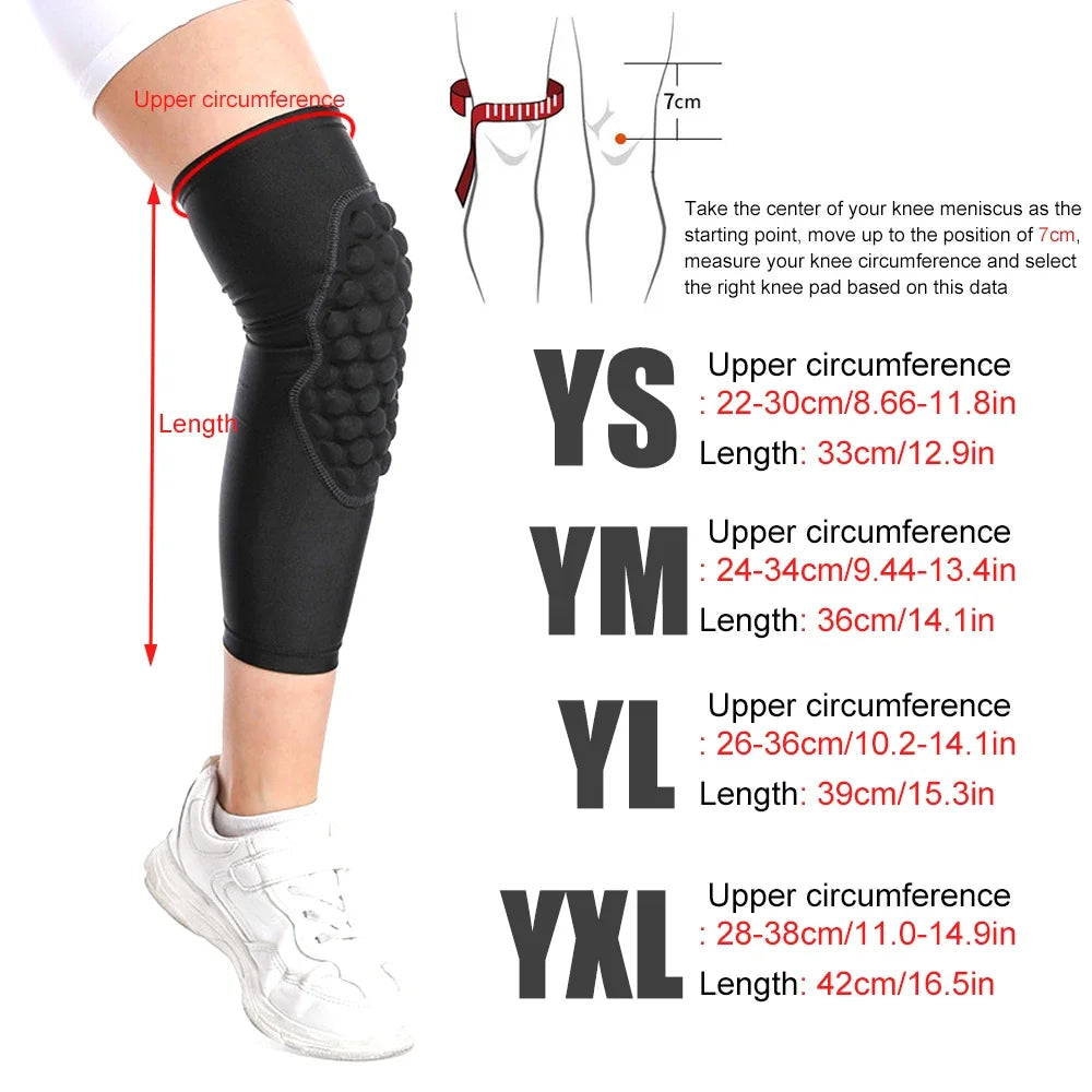 1Pcs Kids/Youth Sports Honeycomb Compression Knee Pads Elbow Brace Guards Protective Gear for Basketball, Football, Cycling