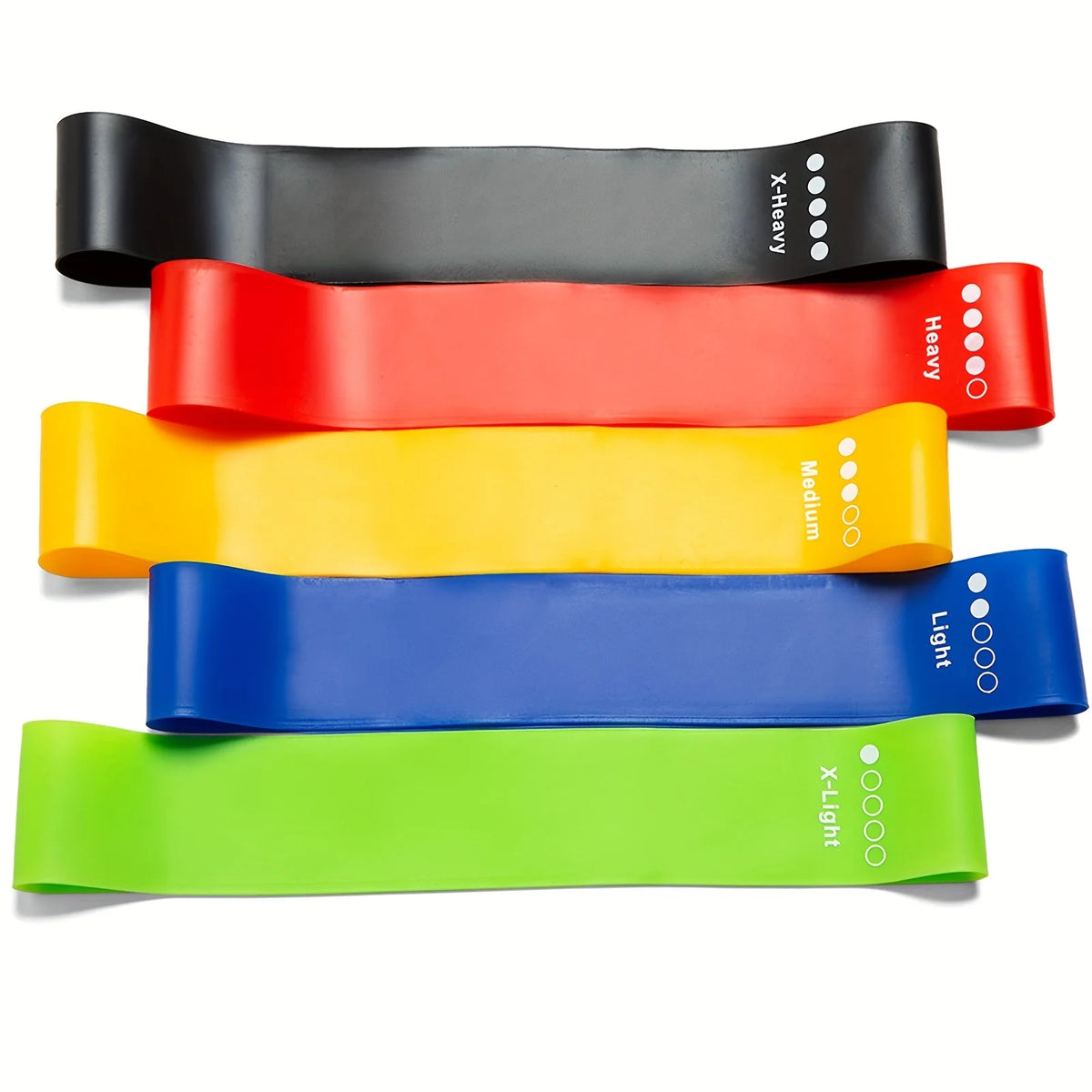 5-Piece Portable Gradient Resistance Band Yoga/Fitness/Pilates Triple Strength Trainer Stackable Colorful Fitness Band Women's S