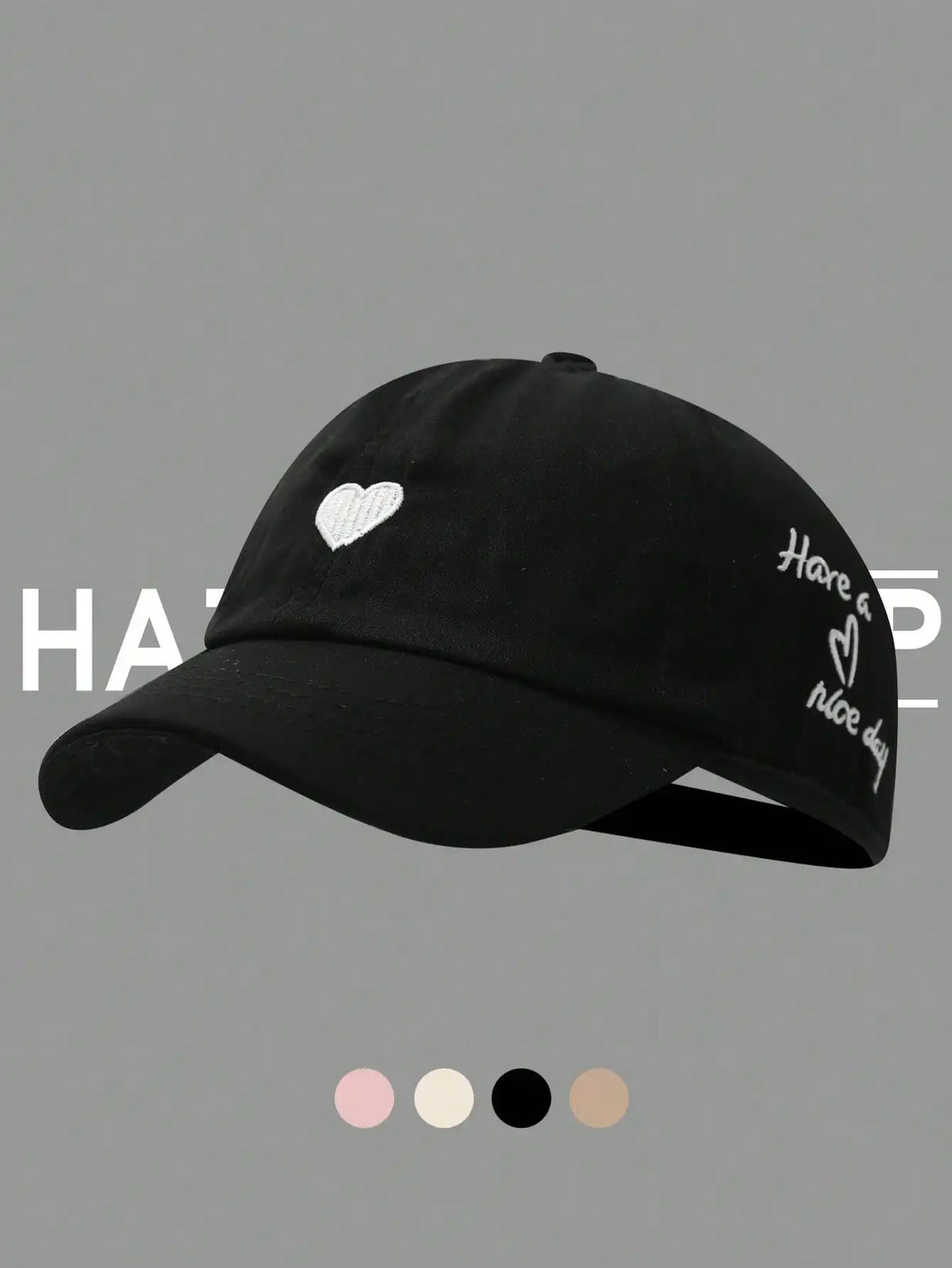 Women's Heart Embroidery Ponytail Hole Top Baseball Cap, Versatile Sun Visor Hat For Summer