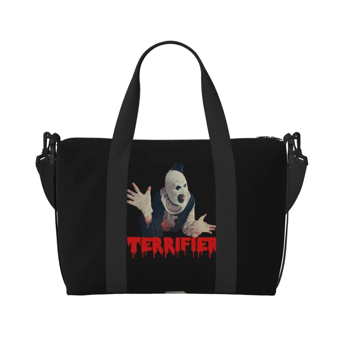 Halloween Movie T-Terrifier-S Horror Clown Beach Travel Bag Large Capacity Tote Bags for Yoga Women Shopping Duffle Shoulder Bag